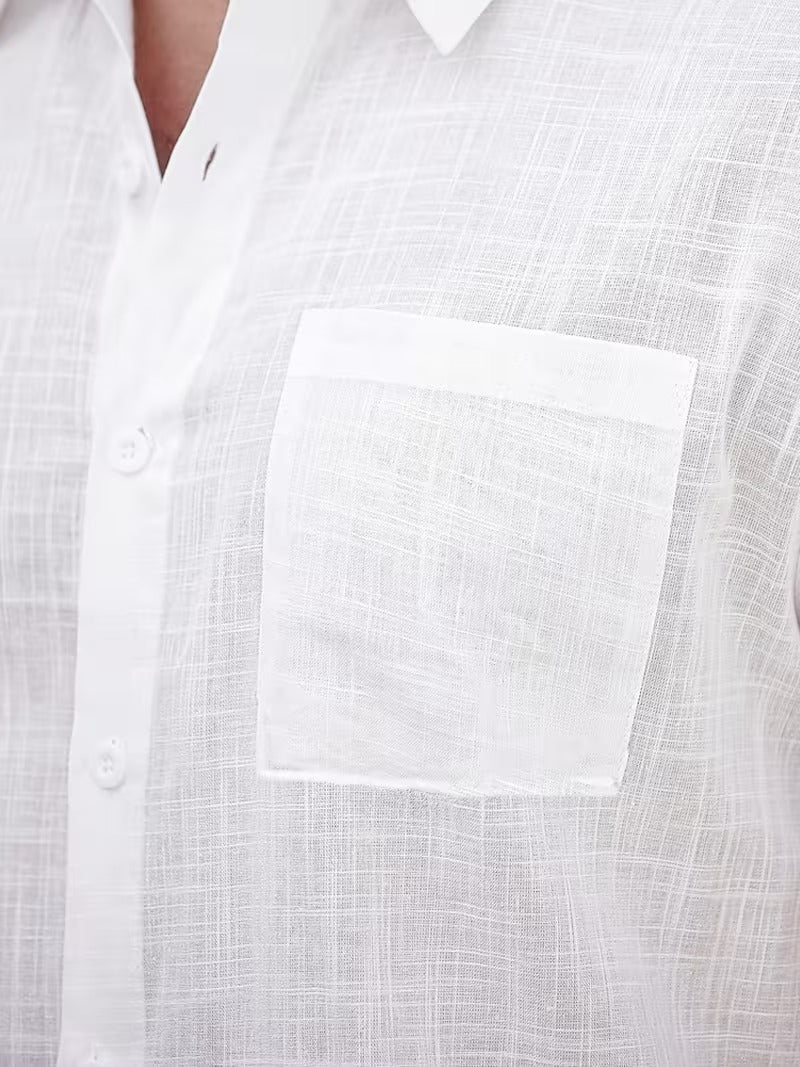 Camicia Uomo Tinta Unita Manica Corta Traspirante