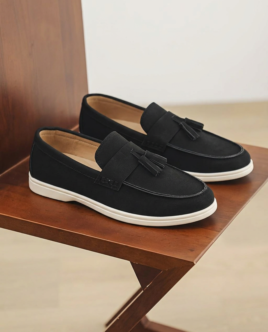 Mocassini Uomo Slip-On in Tela Stile Britannico